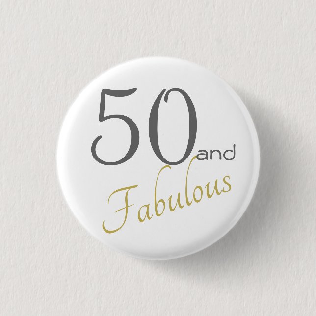 Badge Rond 2,50 Cm 50 et anniversaire femelle fabuleux d'or (Devant)