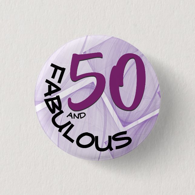 Badge Rond 2,50 Cm 50 et fabuleux Anniversaire violet typographie noi (Devant)