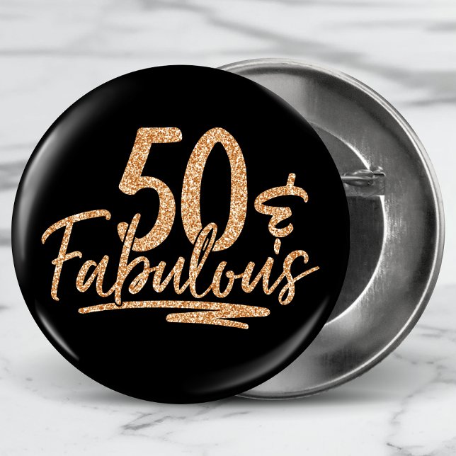 Badge Rond 2,50 Cm 50 & Fabulous Gold Parties scintillant 50e Anniver (Créateur téléchargé)