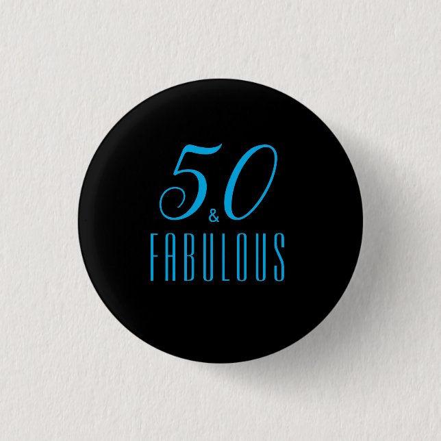 Badge Rond 2,50 Cm 50 & Fabulous Sky Blue Black (Devant)