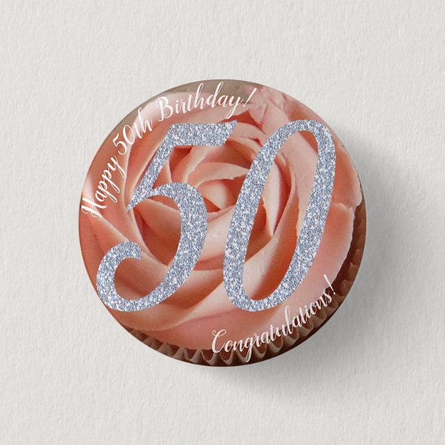 Badge Rond 2,50 Cm 50e Anniversaire Cupcake 3 Cm Round Badge (Devant)
