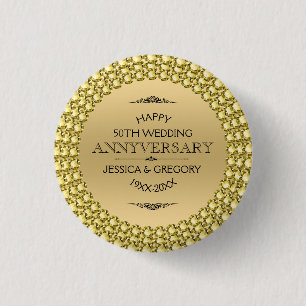 Badge Rond 2,50 Cm 50e anniversaire du Mariage Diamants d'or