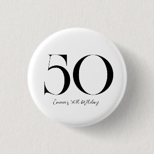Badge Rond 2,50 Cm 50e anniversaire Noir et blanc
