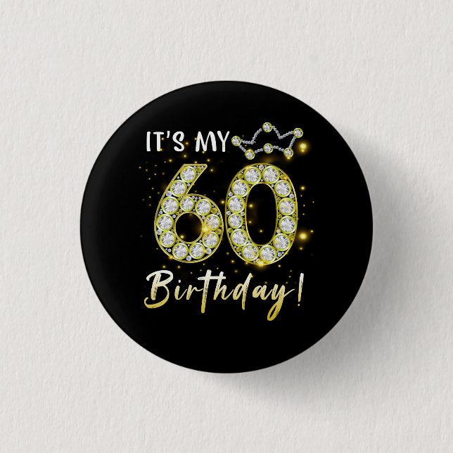 Badge Rond 2,50 Cm 60 ans C_s mon anniversaire 60e anniversaire Diamo (Devant)