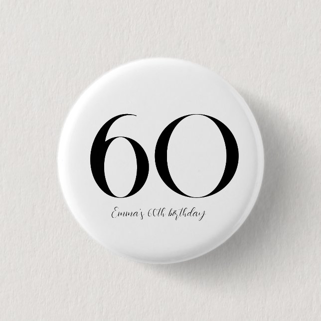Badge Rond 2,50 Cm 60e anniversaire Noir et blanc (Devant)