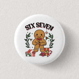 Badge Rond 2,50 Cm 6 7 Biscuit de Noël Main Génération Z Alpha Mème