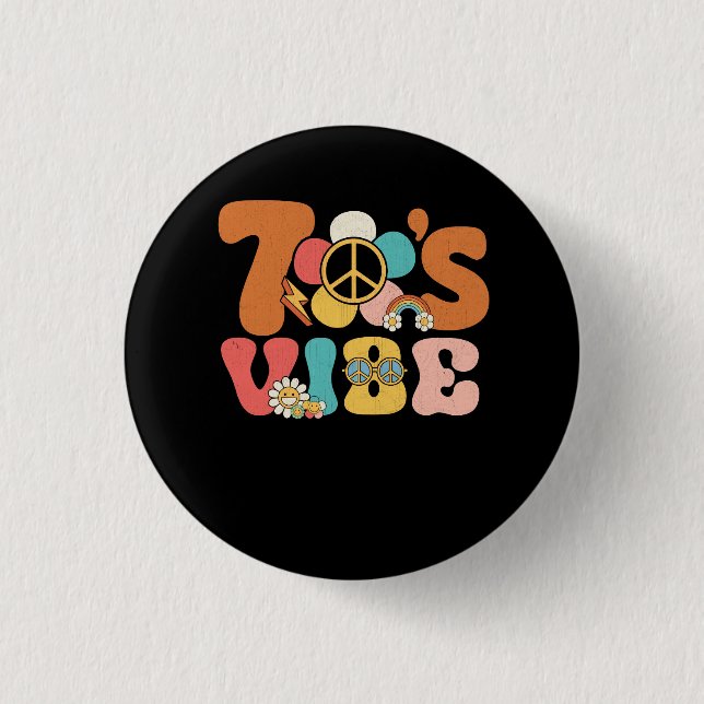 Badge Rond 2,50 Cm 70s Vibe 70s Costume Peace Groovy Hippie 70's Them (Devant)