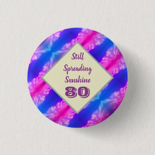 Badge Rond 2,50 Cm 80 Anniversaire Vivid Bleu rose Milestone Célébrat