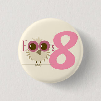 Badge Rond 2,50 Cm 8ème Numéro de hibou de bouton d'anniversaire 8