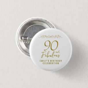 Badge Rond 2,50 Cm 90 et fabuleux ornement d'or 90e anniversaire Phot