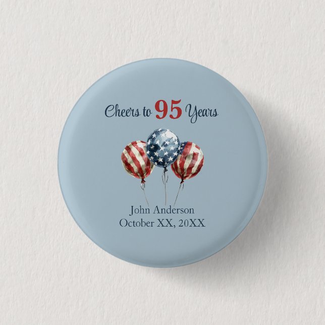 Badge Rond 2,50 Cm À 95 ans, fête d'anniversaire  (Devant)