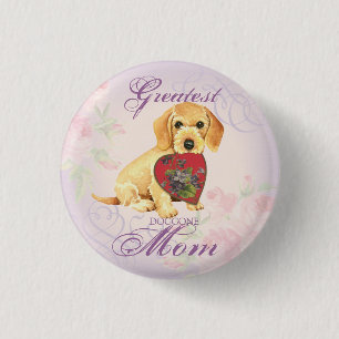 Badge Rond 2,50 Cm À poils durs Dachshund Heart Maman