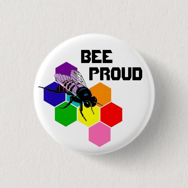 Badge Rond 2,50 Cm Abeille fière - drapeau bisexuel (Devant)
