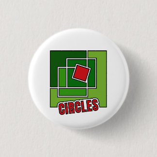 Badge Rond 2,50 Cm Abstraction verte avec carré rouge torsadé