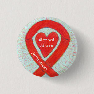 Badge Rond 2,50 Cm Abus d'alcool Sensibilisation au coeur rouge Éping