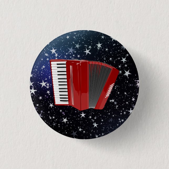 Badge Rond 2,50 Cm Accordéon rouge sur Starry Sky, (Devant)
