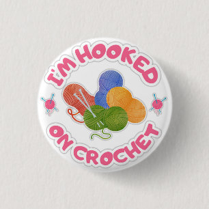 Badge Rond 2,50 Cm Accro au crochet Art de la laine colorée