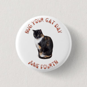 Badge Rond 2,50 Cm Accrochez votre chat Jour 4 juin