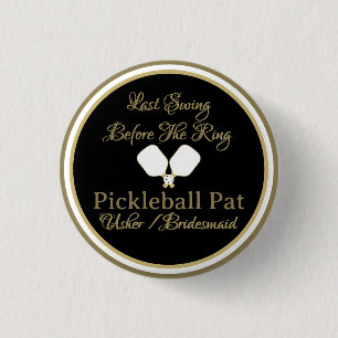 Badge Rond 2,50 Cm Activité mariage Week-end Pickleball Gold & White