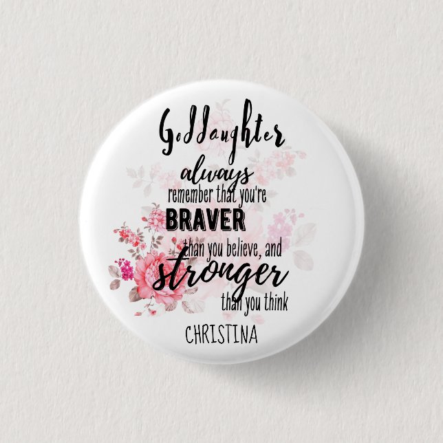 Badge Rond 2,50 Cm Adolescent GODDAUGHTER Citation Motivationnelle Fl (Devant)