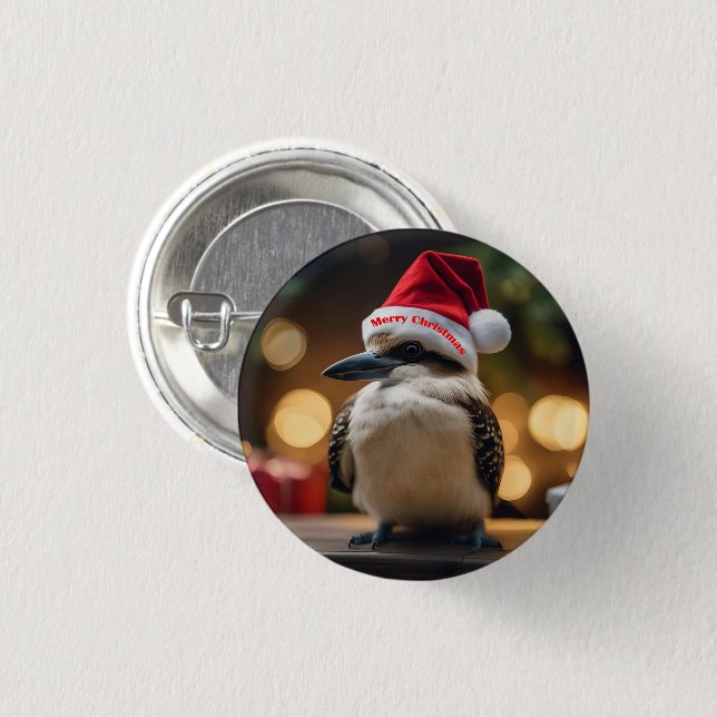 Badge Rond 2,50 Cm adorable Noël Kookaburra, (Devant & derrière)