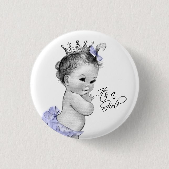 Badge Rond 2,50 Cm Adorable princesse violette C'est un bouton de fil (Devant)