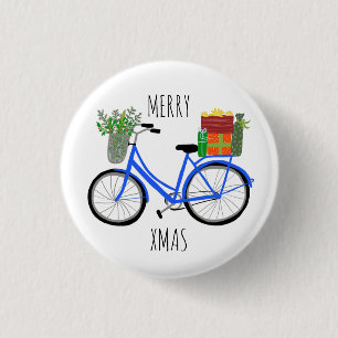 Badge Rond 2,50 Cm Adorable Vélos de Noël Vacances cadeaux de Noël