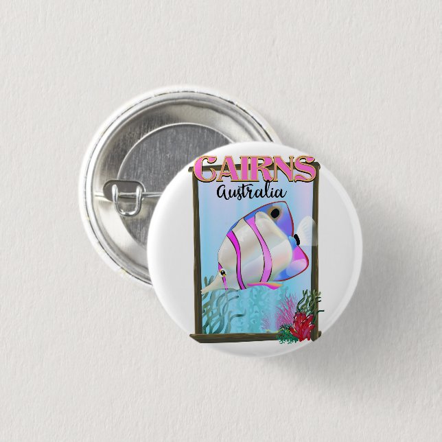 Badge Rond 2,50 Cm Affiche de vacances à Cairns Australie (Devant & derrière)