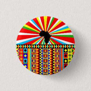 Badge Rond 2,50 Cm Africain Print Kente Motif Tribal