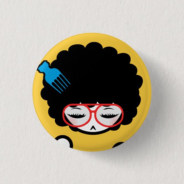 Badge Rond 2,50 Cm Afro Nina des années 70 (Devant)