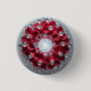 Badge Rond 2,50 Cm Agencement floral élégant avec orchidées rouges