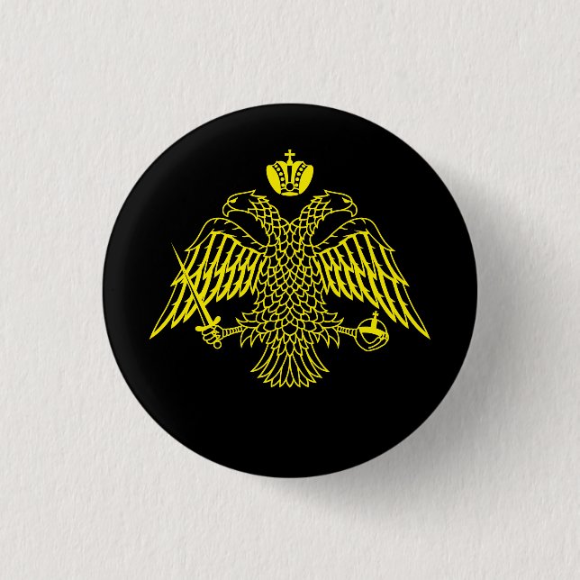 Badge Rond 2,50 Cm Aigle à tête double - Emblème byzantin et chrétien (Devant)