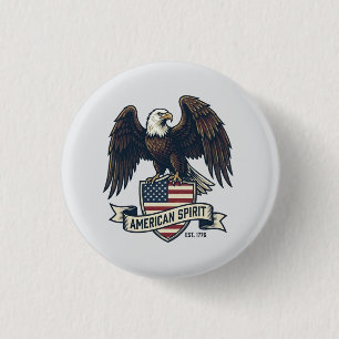 Badge Rond 2,50 Cm Aigle américain Esprit Américain