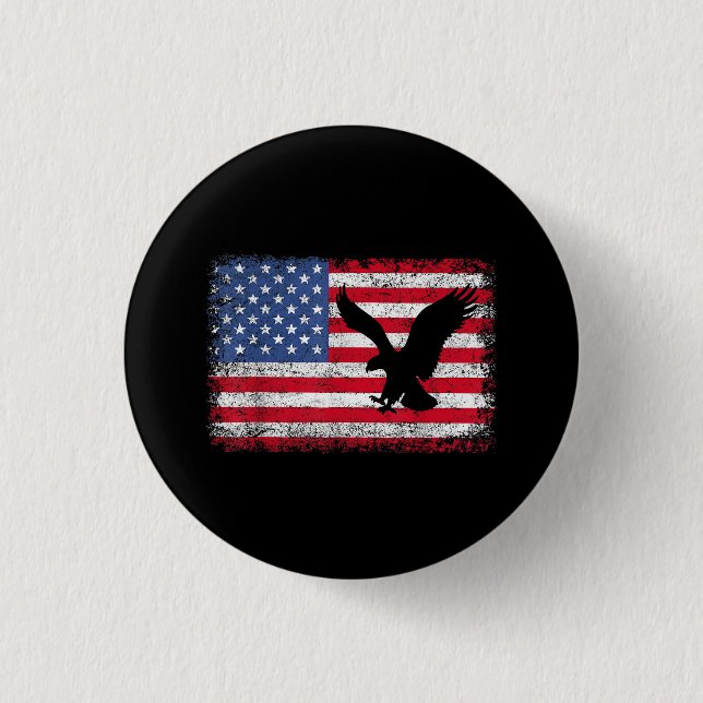 Badge Rond 2,50 Cm Aigle du drapeau américain USA (Devant)