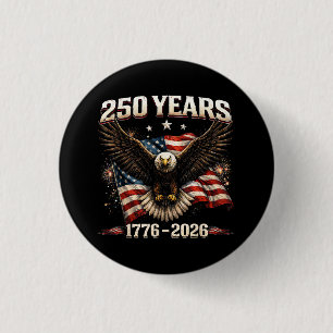 Badge Rond 2,50 Cm Aigle patriotique des États-Unis 250e anniversaire