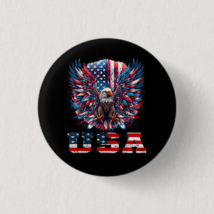 Badge Rond 2,50 Cm Aigle Patriotique Drapeau USA