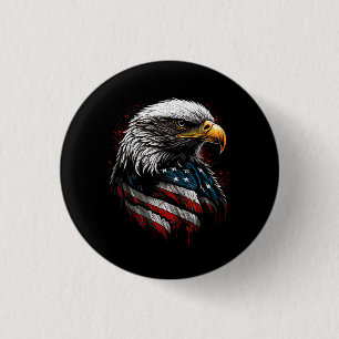 Badge Rond 2,50 Cm Aigle Patriotique USA Drapeau Américain 4 Juillet