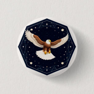 Badge Rond 2,50 Cm Aigle volant sur fond étoilé