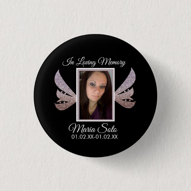 Badge Rond 2,50 Cm Aile funéraire mémorial Sparkle (Devant)