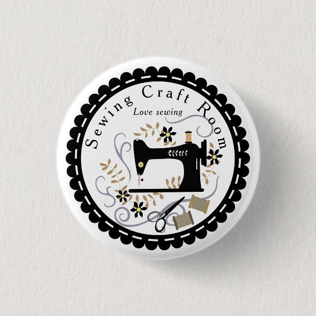 Badge Rond 2,50 Cm Aimer Coudre Noir Blanc (Devant)