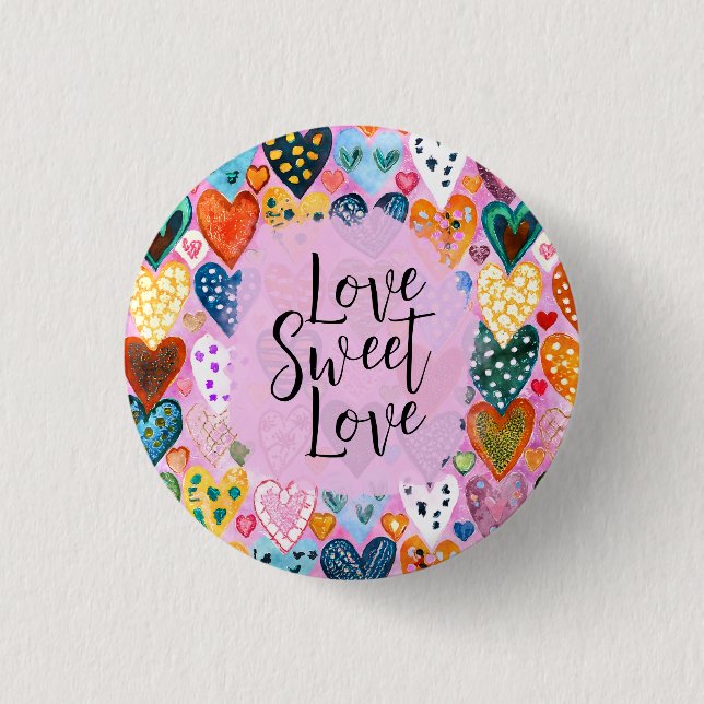 Badge Rond 2,50 Cm Aimer Sweet Aimer Valentines Jour Coeurs Bright Co (Devant)