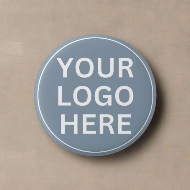 Badge Rond 2,50 Cm Ajoutez votre logo ici l Moderne Dusty Blue Promot (Créateur téléchargé)