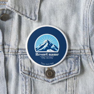 Badge Rond 2,50 Cm Ajoutez votre propre nom de station de ski de mont