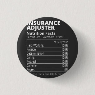 Badge Rond 2,50 Cm Ajusteur d'assurance Nutrition Facts amusant