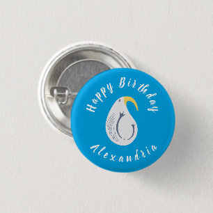 Badge Rond 2,50 Cm Albatross - Océan Thème Joyeux Anniversaire Bleu B