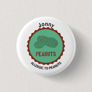 Badge Rond 2,50 Cm Alerte allergique aux arachides Nom modifiable