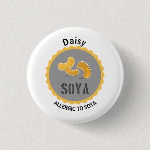 Badge Rond 2,50 Cm Alerte d'allergie Soya Nom modifiable