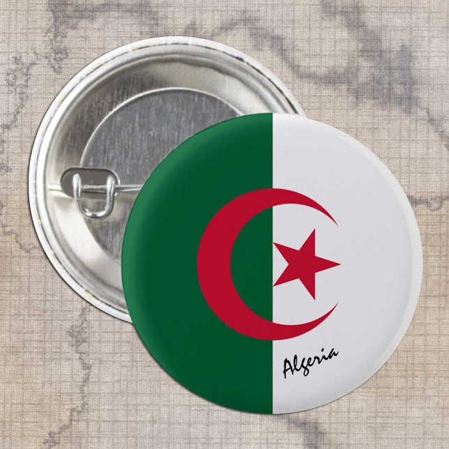 Badge Rond 2,50 Cm Algeria button, patriotic Algerian Flag fashion (Créateur téléchargé)