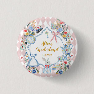 Badge Rond 2,50 Cm Alice dans l'Onederland Anniversaire lunaire