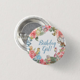 Badge Rond 2,50 Cm Alice dans l'Onederland Bouton fille d'anniversair